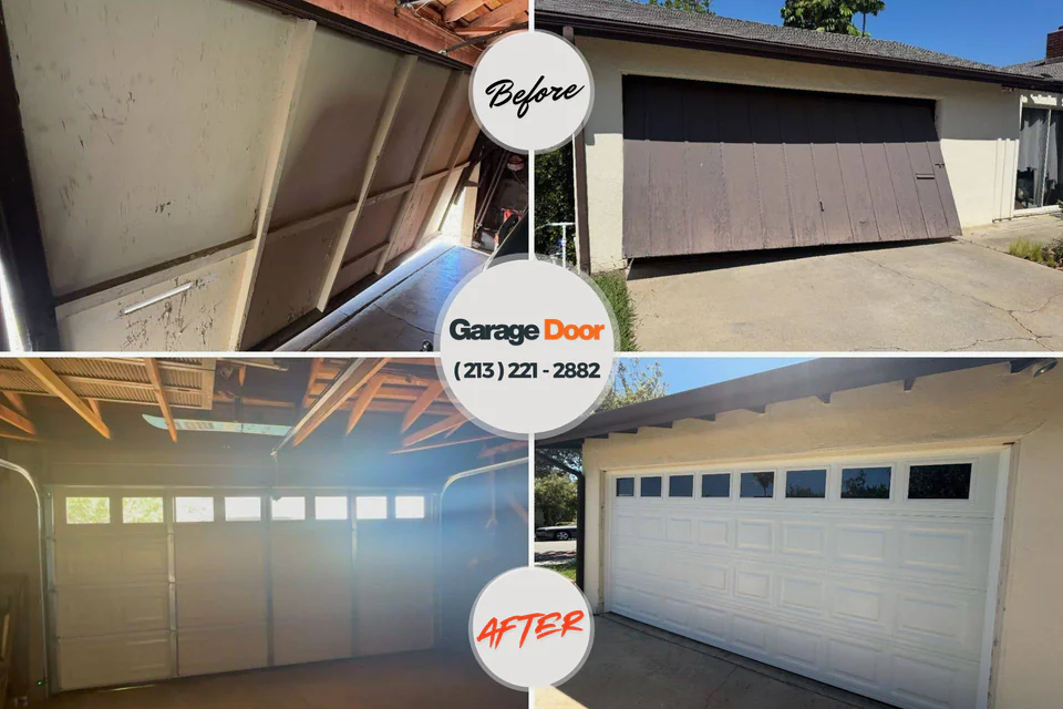 Before and after: garage door repair Elma, WA